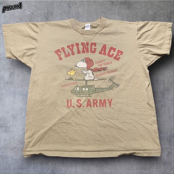 Peanuts Flying Ace Shirt Mens 2XL Snoopy Woodstock US Army Toys McCoy Japan - Picture 1 of 13